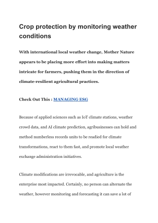Crop protection by monitoring weather conditions
