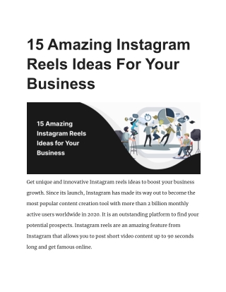 15 Amazing Instagram Reels Ideas For Your Business