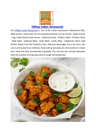 Upto 10% Offer Order Now - Hilltop Indian Restaurant