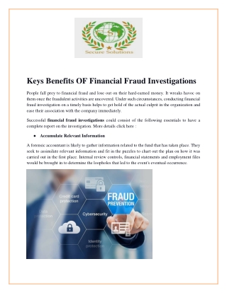 Keys Benefits OF Financial Fraud Investigations
