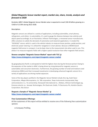 Global Magnetic Sensor market report, market size, share, trends, analysis and f