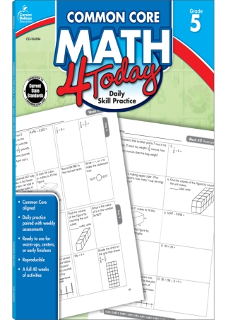 Carson Dellosa  Common Core Math 4 Today Workbook  5th Grade 96pgs Common