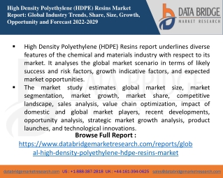 High Density Polyethylene (HDPE) Resins