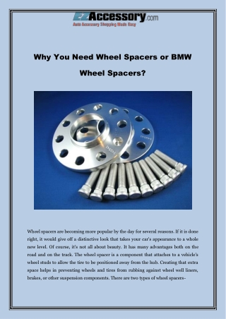 Why You Need Wheel Spacers or BMW Wheel Spacers
