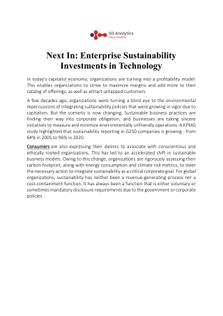 Enterprise Sustainability Investments in Technology