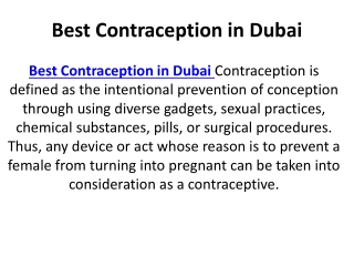Best Contraception in Dubai