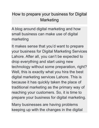 How to prepare your business for Digital Marketing