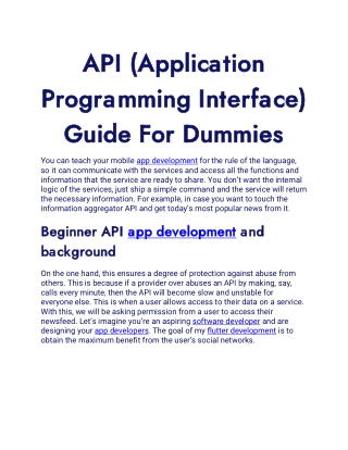 API Guide For Dummies