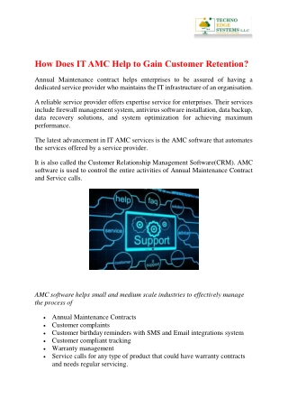 How Does IT AMC Help to Gain Customer Retention?