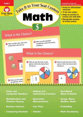 Evan Moor Common Core Math Centers Grade 5 Take It to Your Seat Centers