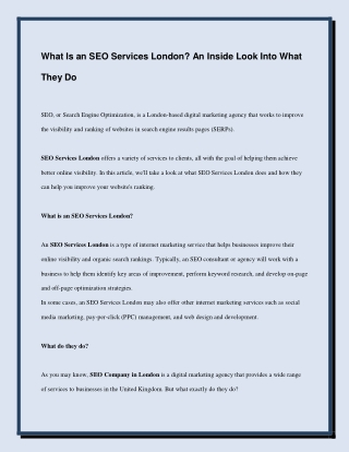 What Is an SEO Services London_ An Inside Look Into What They Do