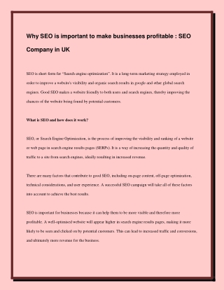 Why SEO is important to make businesses profitable _ SEO Company in UK