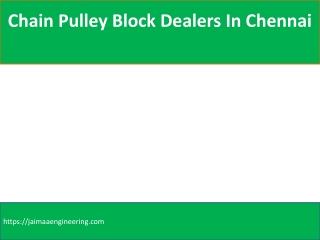 Chain Pulley Block Dealers In Chennai