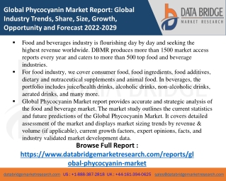 Global Phycocyanin Market High Trend, Share Analysis, Growth and Forecast 2028
