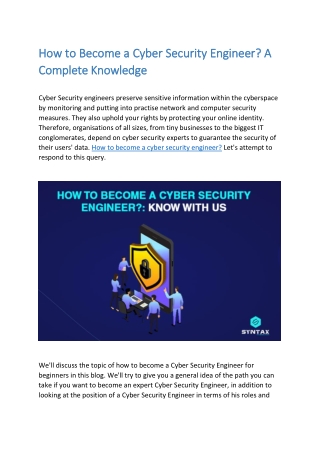 How to Become a Cyber Security Engineer?: Know with Us