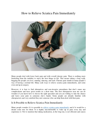 How to Relieve Sciatica Pain Immediately