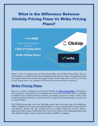 ClickUp Pricing Plans Vs Wrike Pricing Plans