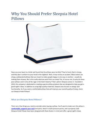 Why You Should Prefer Sleepsia Hotel Pillows