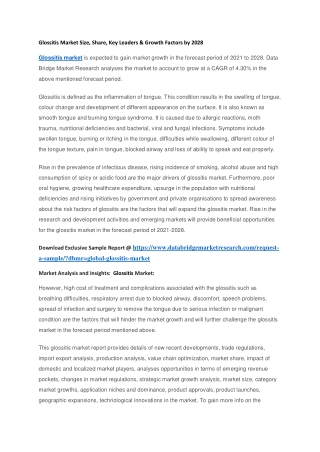 Glossitis Market Size, Share, Key Leaders & Growth Factors by 2028