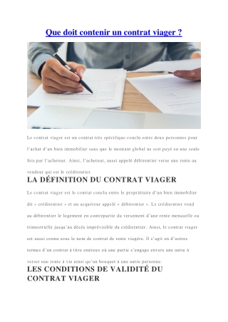 Comment faire un contrat viager ?