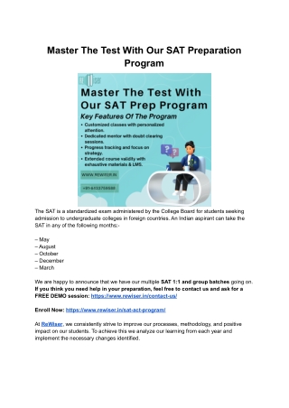 Master The Test With Our SAT Preparation Program