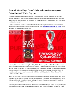 Football World Cup Coca-Cola introduces Ozuna-inspired Qatar Football World Cup can