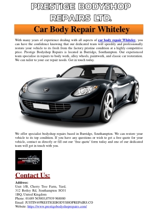 Car Body Repair Whiteley