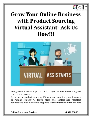 Grow Your Online Business with Product Sourcing Virtual Assistant- Ask Us How!!!