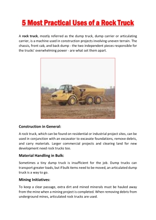 5 Most Practical Uses of a Rock Truck