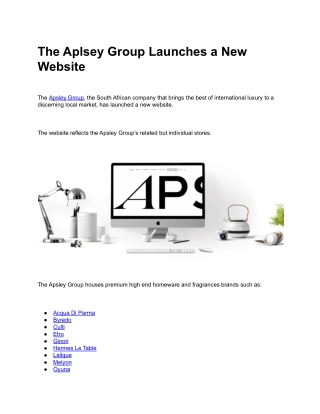 The Aplsey Group Launches a New Website