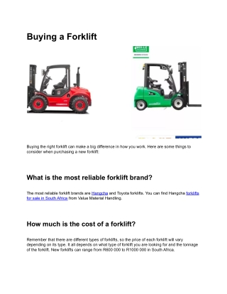 Buying a Forklift