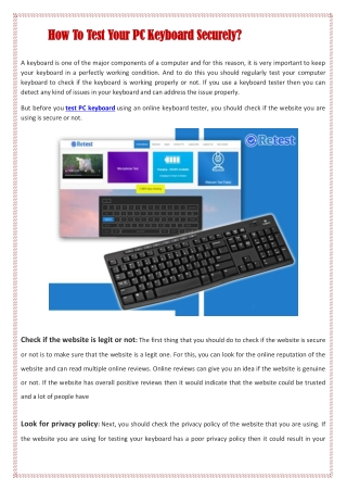 How To Test Your PC Keyboard Securely