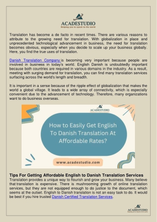 English To Danish Translation at Affordable Rates
