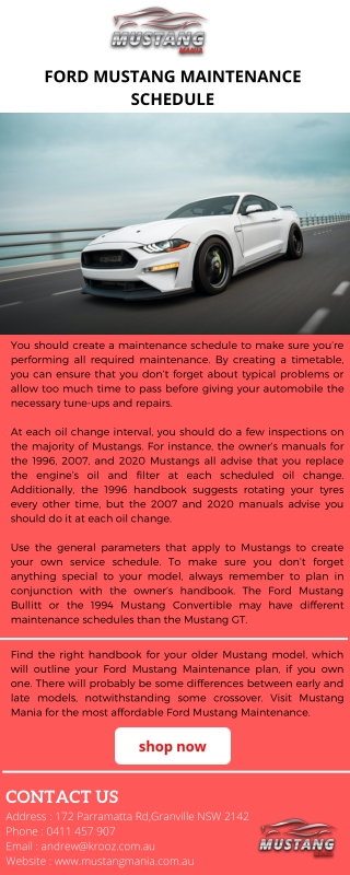 Ford Mustang Maintenance Schedule