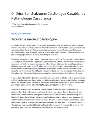 Dr Driss Benchakroune Cardiologue Casablanca Rythmologue Casablanca