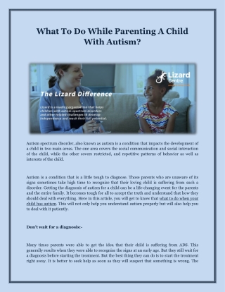 What To Do While Parenting A Child With Autism?