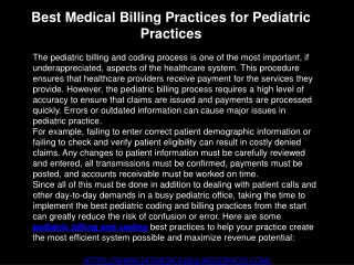 Best Medical Billing Practices for Pediatric Practices