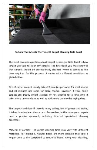 Factors That Affects The Time Of Carpet Cleaning Gold Coast