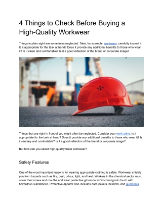 4 Things to Check Before Buying a High-Quality Workwear