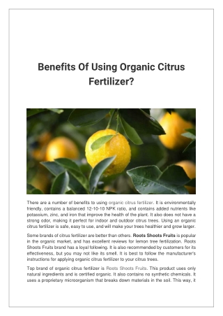 Benefits Of Using Organic Citrus Fertilizer