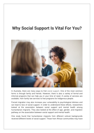 Why Social Support Is Vital For You