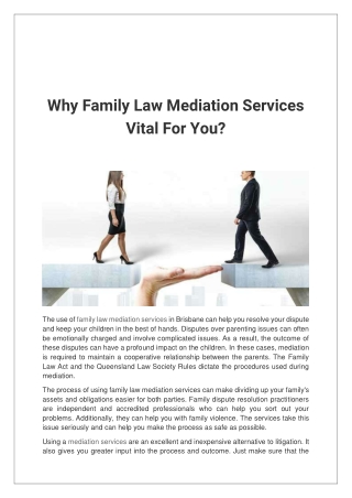 Why Family Law Mediation Services Vital For You