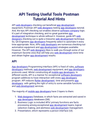 API Testing Useful Tools Postman Tutorial And Hints