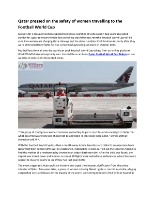 Qatar pressed on the safety of women travelling to the Football World Cup