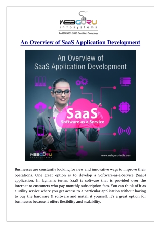 An Overview of SaaS Application Development