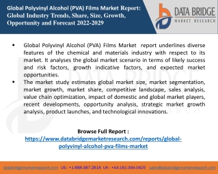 Polyvinyl Alcohol (PVA) Films Market  report