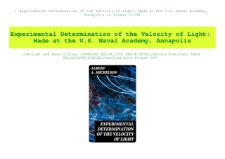 ^DOWNLOAD-PDF) Experimental Determination of the Velocity of Light Made at the U.S. Naval Academy  Annapolis in format E