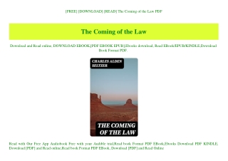 [FREE] [DOWNLOAD] [READ] The Coming of the Law PDF