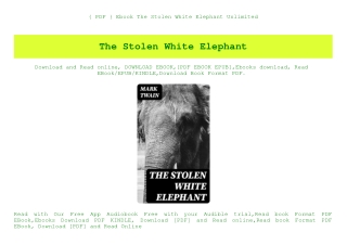{ PDF } Ebook The Stolen White Elephant Unlimited