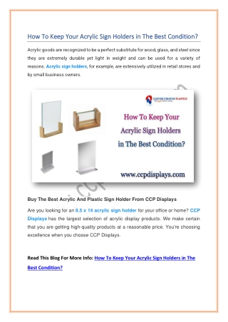 How To Keep Your Acrylic Sign Holders in The Best Condition